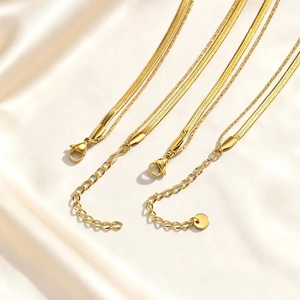 Multi-layer layered gold stainless steel snake chain necklace for women jewelry