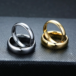 Polished tungsten steel minimalist bands in silver and gold finishes for couples