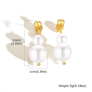 Dimensions des boucles d'oreilles double perles dorées avec hauteur de 2,6 cm