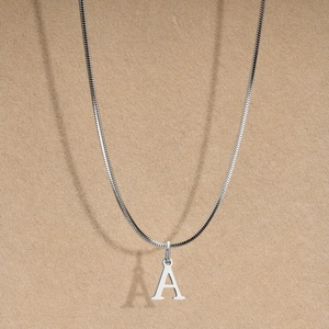 Minimalist Stainless Steel Initial Letter Pendant Necklace Snake Chain For Unisex Silver Polished Alphabet Neck Jewelry Gift