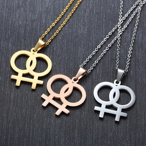 Doppeltes Venus-Symbol Anhänger Halskette Für Damen Edelstahl Pride Schmuck Hochglanzpoliert Weibliche Zeichen Kette Geschenk