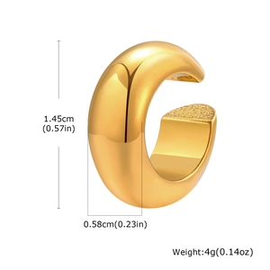 Poliertes 18K Gold C-Form Ohrmanschetten-Maßbild mit 1,45 cm Höhe und 0,58 cm Breite