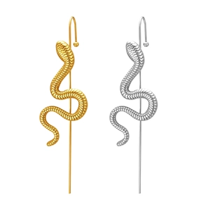 Boucles d'oreilles serpent en acier inoxydable fini doré et argenté minimaliste