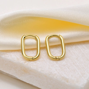 Boucles d'Oreilles Créoles Minimalistes en Laiton et Acier Inoxydable en Forme de U pour Femmes Plaquées Or 18K Bijoux Géométriques