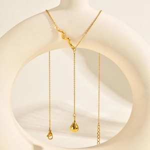 Edelstahl 18K Vergoldet Schlange Tropfen Y-Halskette Für Damen Minimalistisch Mode Elegant Anhänger Schmuck Geschenk