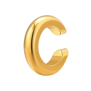Polierte minimalistische 18K vergoldete C-Form Ohrmanschette für Damen mit Hochglanz-Finish