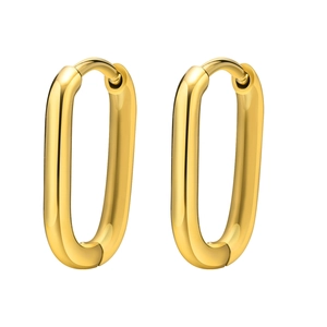 Boucles d'oreilles créoles en U minimalistes en acier inoxydable doré poli miroir