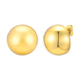 Minimalist golden polished sphere stud earrings with classic butterfly back closure