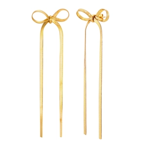 Elegant gold butterfly bow tassel drop earrings made of high-quality stainless steel