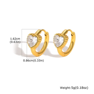 Spécifications de taille pour boucles d'oreilles cœur dorées 18K avec zircons brillants