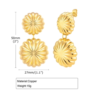 Boucles d'oreilles double disque texturées en laiton plaqué or 18 carats pour femme