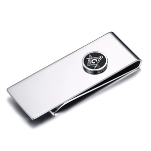 Stainless Steel Masonic Money Clip Men Silver Polished Bill Holder Freemasonry Jewelry Symbol Organizer Cash Wallet