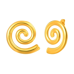 Minimalist 18K gold plated stainless steel spiral earrings with high polish finish