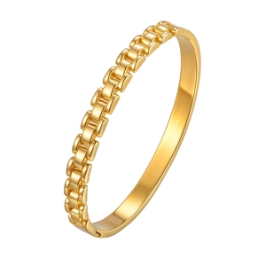 18K gold plated stainless steel watch-link chain ring with smooth inner finish