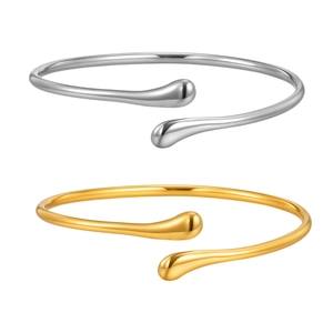 Bracelets ouverts minimalistes en acier inoxydable avec finitions goutte d'eau or et argent