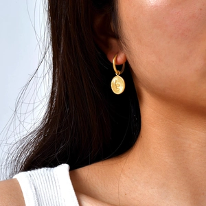 Boucles d'oreilles rétro plaqué or 18K en acier avec pendentif pièce serpent