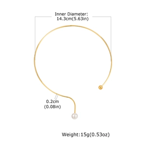 Spécifications de taille pour collier ras du cou asymétrique doré perle et métal