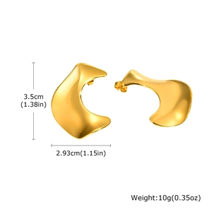 Goldene unregelmäßige geometrische Ohrringe aus poliertem Edelstahl für Damen