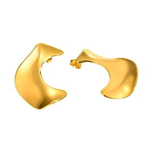 Polierte goldene unregelmäßige geometrische Ohrringe mit flüssigem Metalldesign