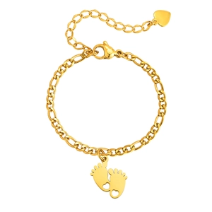 Cavigliera regolabile in acciaio inossidabile placcato oro 18K con ciondoli a forma di piedini