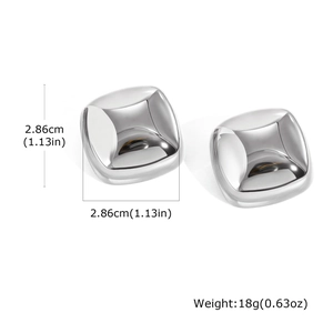 Detailed size and weight specs for these geometric square stainless steel stud earrings