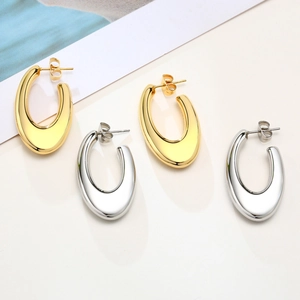 Minimalist Stainless Steel Chunky Teardrop Hoop Earrings For Women Geometric Polished Gold Silver Metal Fashion Jewelry
