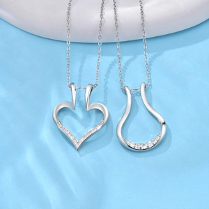 Collana con Ciondolo Porta Anelli Semplice in Rame per Donna Stile a Cuore a Forma di U con Strass Elegante Regalo Gioielli