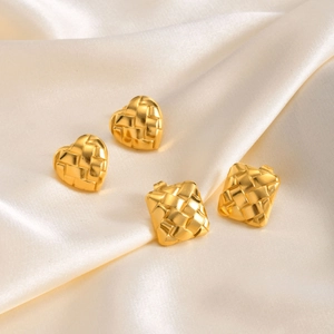 Boucles d'Oreilles Clous Carrées Géométriques Tressées en Acier Inoxydable pour Femme Avec Tige en Argent Sterling 925 Bijoux