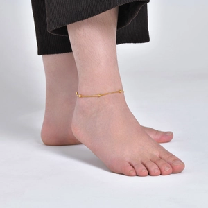 Minimalist Stainless Steel Snake Chain Anklet With Beads For Women Adjustable Gold Silver Anklet Fashion Body Jewelry