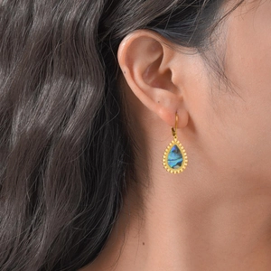Exquisite 18K gold plated teardrop abalone shell earrings for women in retro style