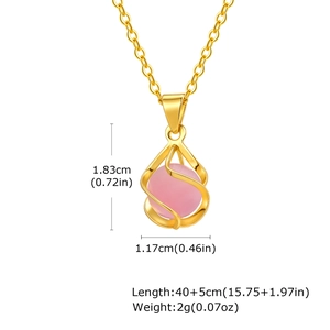 Eleganter gedrehter Spiralanhänger in Gold mit rosa Katzenaugenstein für Damen