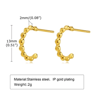 Détails des boucles d'oreilles créoles dorées de 13mm en acier avec dimensions