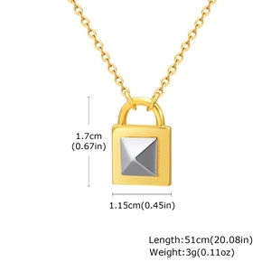 Detailzeichnung der goldenen geometrischen Halskette mit Größenangaben und 51 cm Kettenlänge