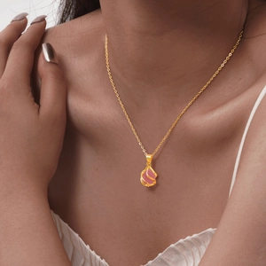 Titanstahl Gedrehte Spirale Rosa Katzenaugenstein Anhänger Halskette Für Damen Minimalismus Kupfer Eingelegter Hohl Schmuck
