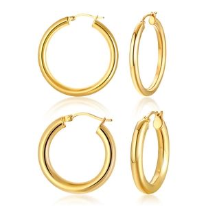 Minimalistische Titanstahl Reifen Ohrringe Für Damen Gold Galvanisiert Große Runde Kreis Ohrringe Mode Schmuck Zubehör