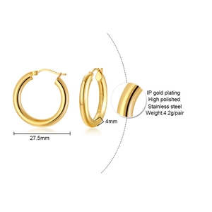 Goldene 27,5mm Edelstahl-Creolen mit hochwertiger IP-Goldbeschichtung und Glanz