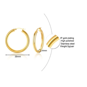 Polierten 38mm vergoldete Edelstahl Creolen für Damen im minimalistischen Design