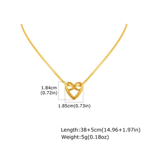 Tableau des tailles du pendentif cœur infini avec dimensions et longueur de chaîne réglable