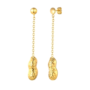 Fashion 18K gold plated stainless steel peanut tassel drop earrings for women