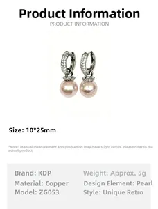 Detailed view of silver drop earrings with light pink pearls and clear crystals