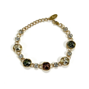 Elegant gold-plated bracelet with multicolored geometric gemstones and extension chain