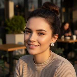 Sparkling bear earrings with pavé zircons and pink heart stone on a female model