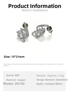 Macro detail of silver geometric earrings with rectangular cubic zirconia and micro-pave