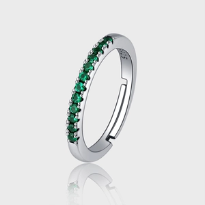 925 Sterling Silver Rainbow Stackable Ring For Women Adjustable Minimalist Rhinestone Row Finger Ring Elegant Jewelry Gift