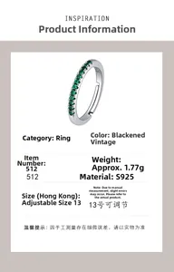 Detailed shot of S925 sterling silver ring with green cubic zirconia and S925 stamp