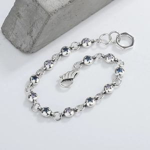 Bracelet en argent S925 avec pierres colorées en forme d'étoile et fermoir mousqueton