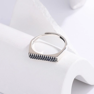 925 sterling silver adjustable ring with rows of sparkling deep blue zircon stones