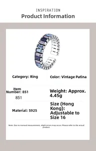 Detail view of adjustable S925 silver ring with gradient blue and purple zircon stones