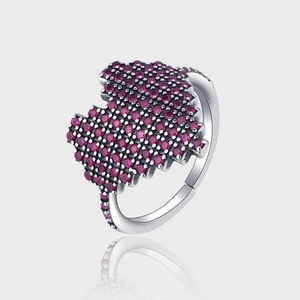 925 Sterlingsilber Pixel Herz Ring Für Damen Vintage Strass Verstellbarer Offener Fingerring Mode Schmuck Zubehör