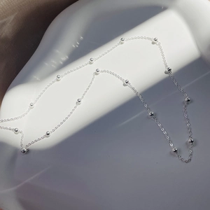 Collier ras du cou minimaliste en argent sterling S925 avec design de perles fines